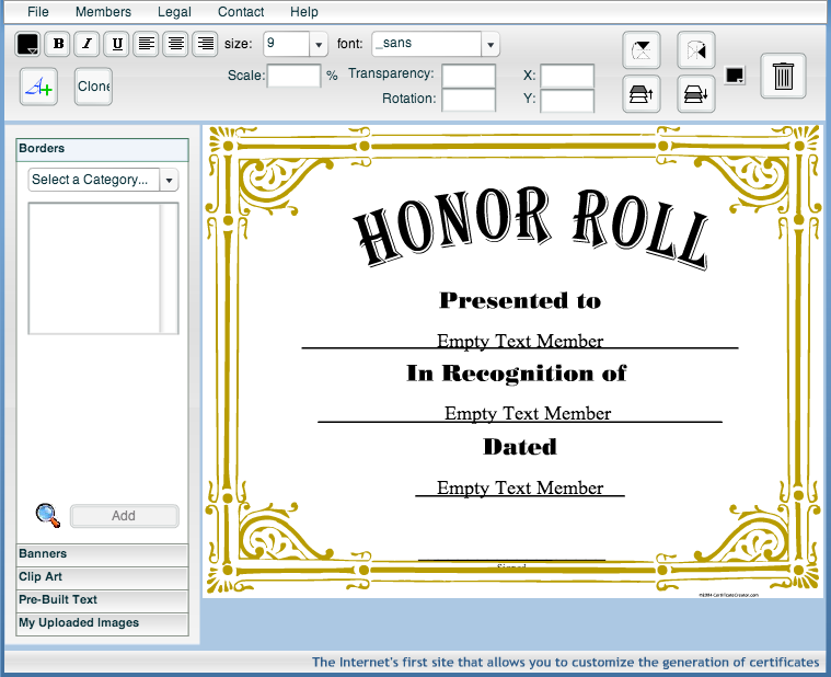 online certificate maker templates